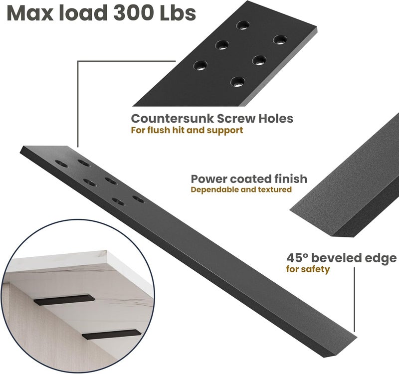 BATODA 10" Countertop Support Brackets (4 pcs) for Granite - Heavy Duty L Shelf Bracket - Wall Mounted Support for DIY Open Shelving – Knee Wall Support - Mounting Hardware Included ( Pack 4 ) - Image 2
